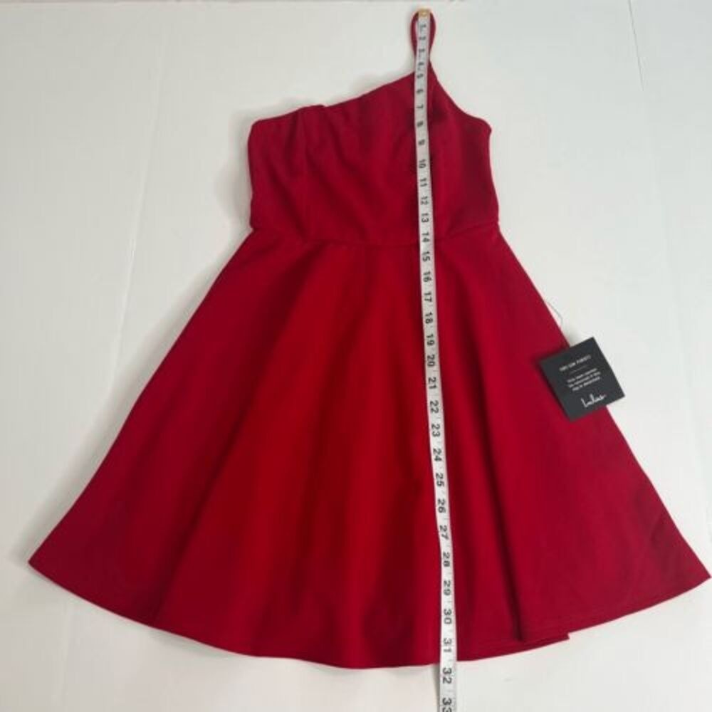 NEW Lulus‎ Mini Dress Red Too Cute To Care S One Shoulder Skater Chic Event Teen - Picture 15 of 16